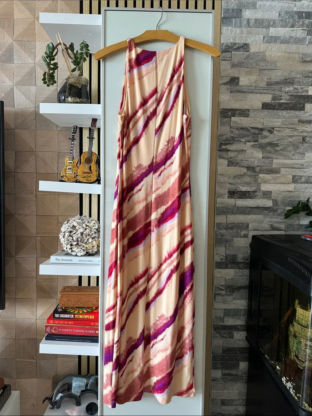 Pink and Purple Abstract Maxi Dress